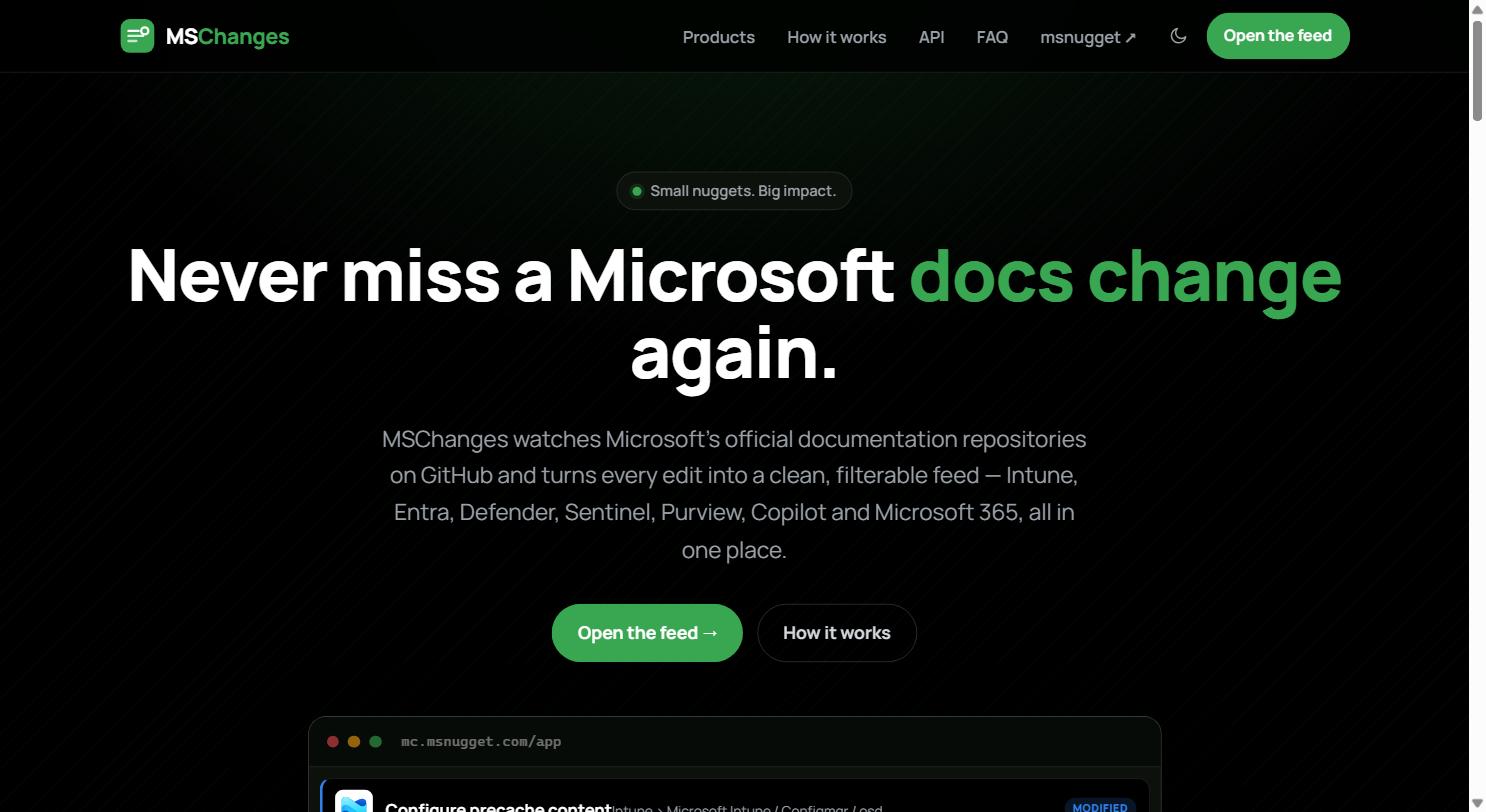 Microsoft Learn Changes screenshot
